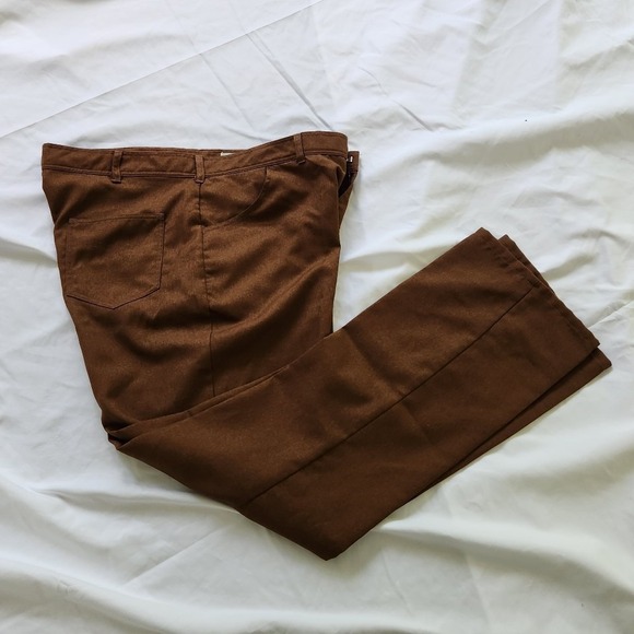 90s Haband Brown Pleated Dress Pants - Picture 1 of 4